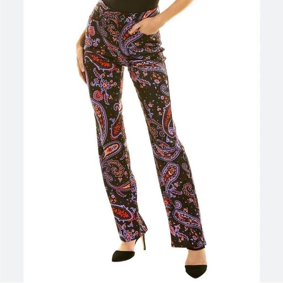 Danielle Bernstein x We Wore What Flare Satin Paisley Pants High Rise Size 32 - Picture 15 of 15